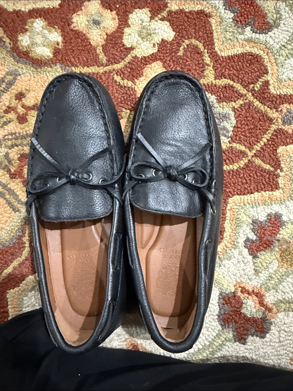 Boys  Black Leather Moccasin Loafers